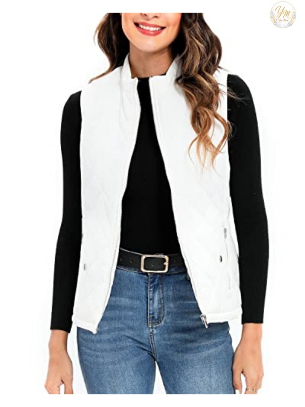 Quilted Puffer Vest Lightweight Sleeveless Gilet Zip Pockets
